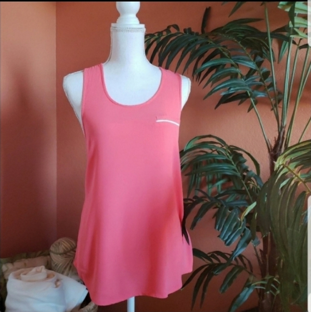 Prabal Gurung Racerback Textured Tank Coral